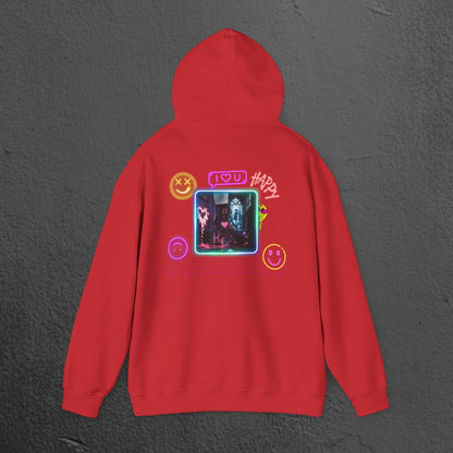 Neon Smiley Face Collage Hoodie Printify