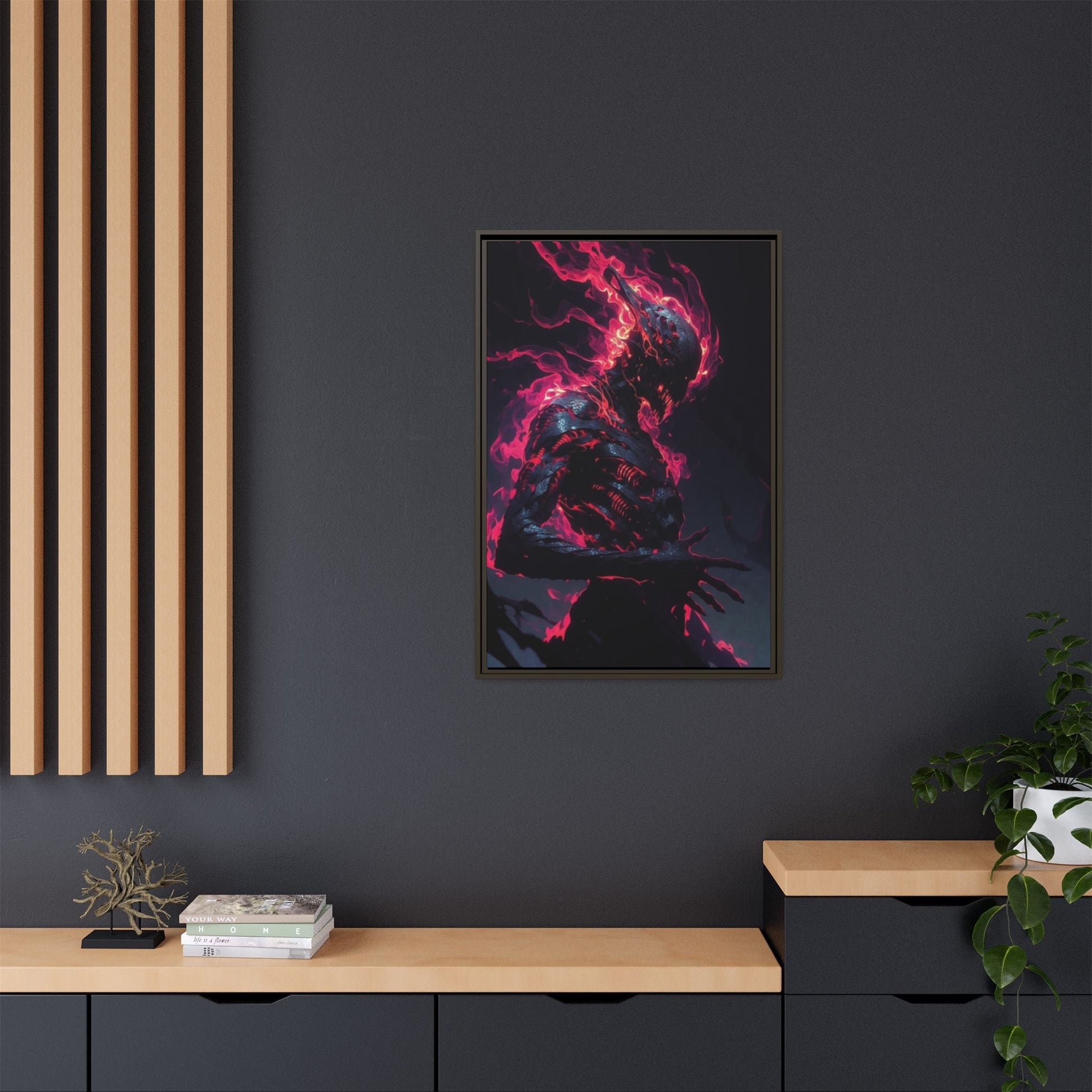 Flaming Shadow Creature Matte Canvas Printify