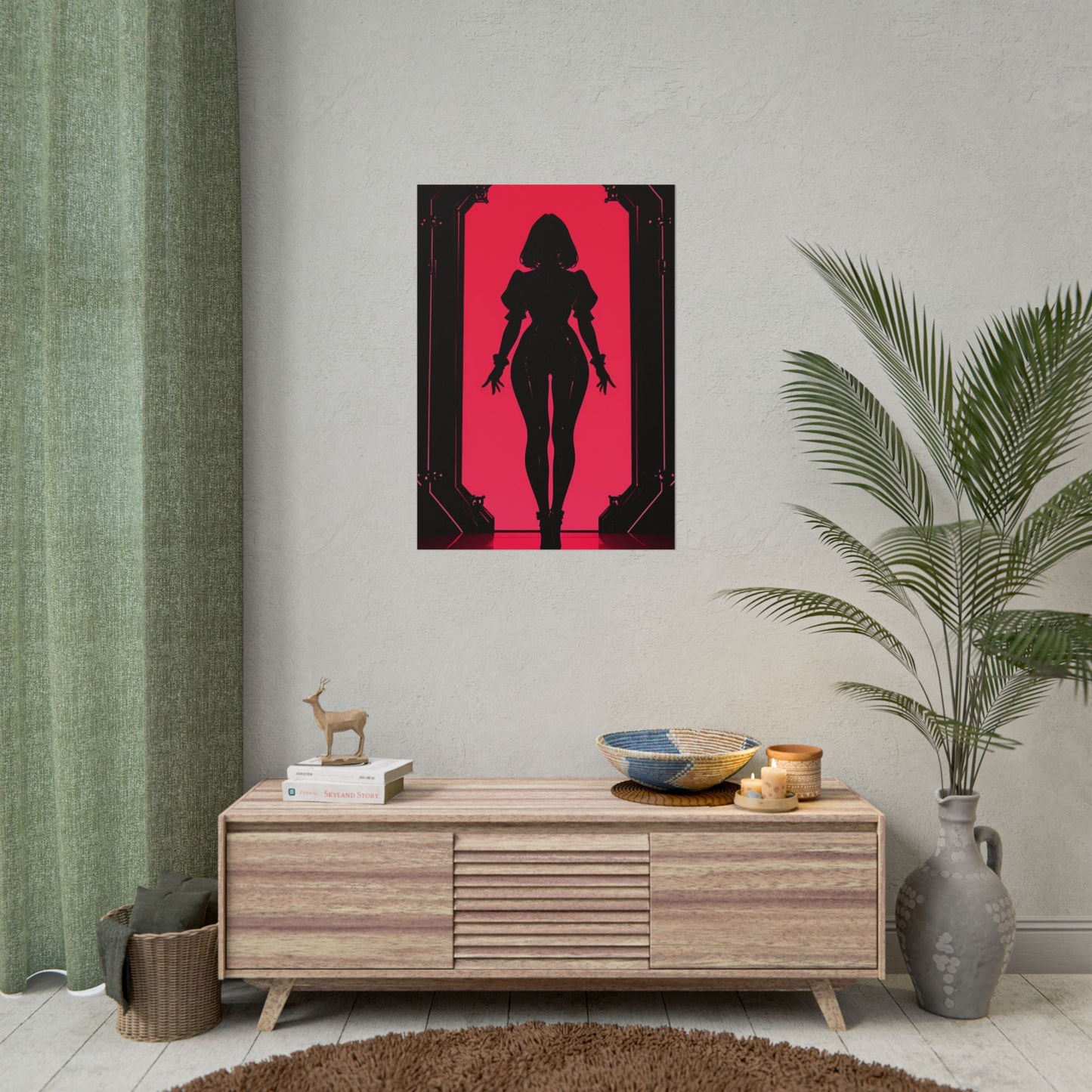 Rolled Poster — Cyber Noir Female Silhouette Art Print Printify