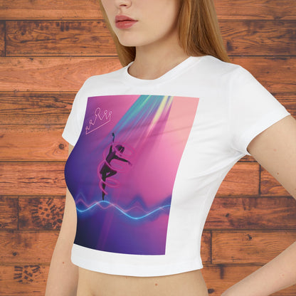 Neon Aerialist Dancer Crop Tee | Pink Purple Vaporwave Printify