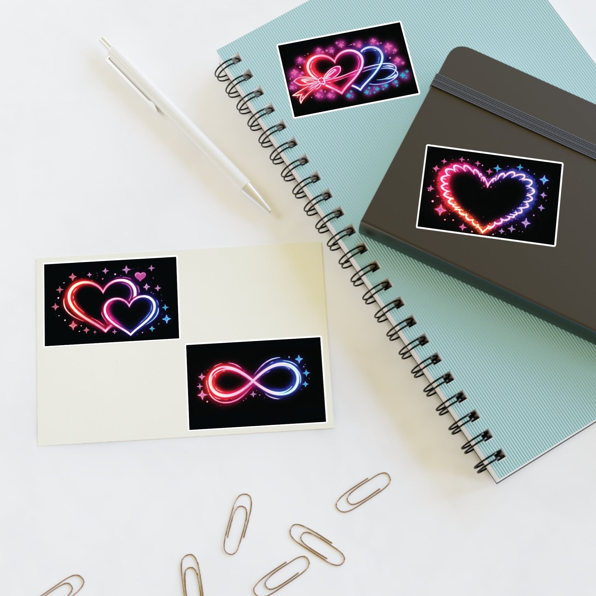 Neon Hearts Sticker Sheet Printify