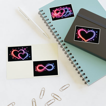 Neon Hearts Sticker Sheet Printify