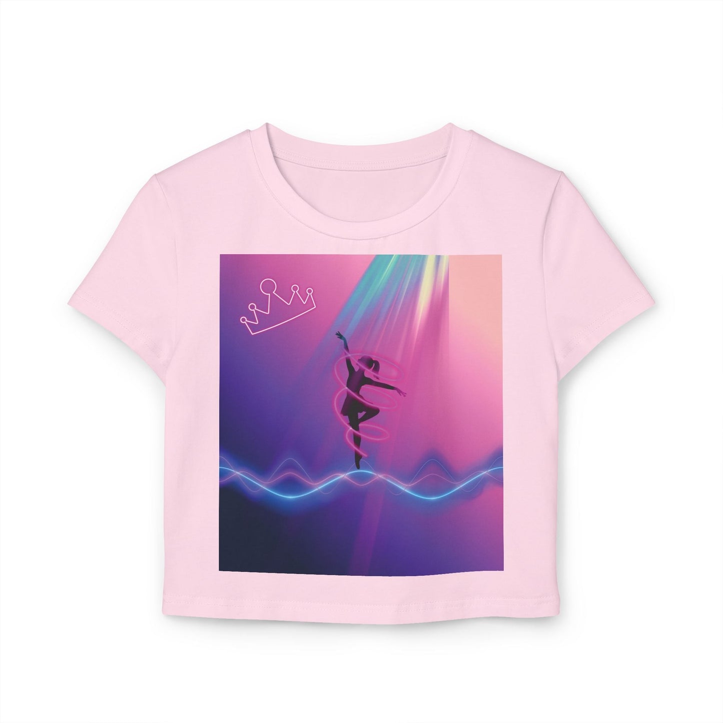 Neon Aerialist Dancer Crop Tee | Pink Purple Vaporwave Printify