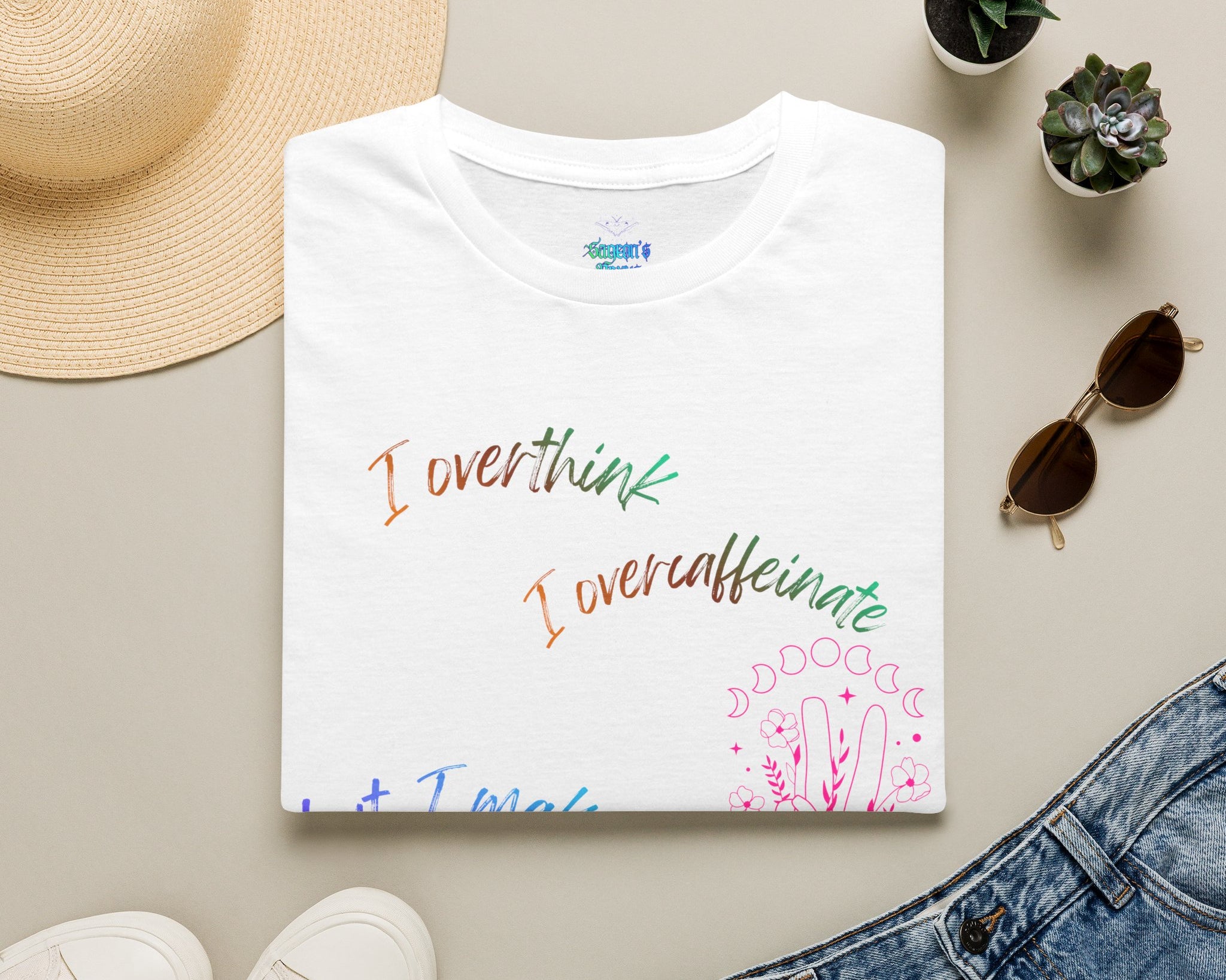 Whimsical Tee “I overthink, I overcaffeinate”