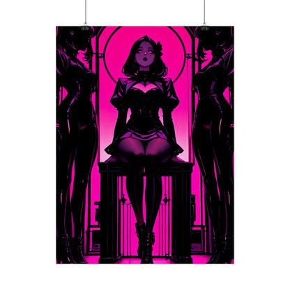 Neon Noir Femme Fatale Poster — Pink Gothic Art Print (Rolled Poster) Printify