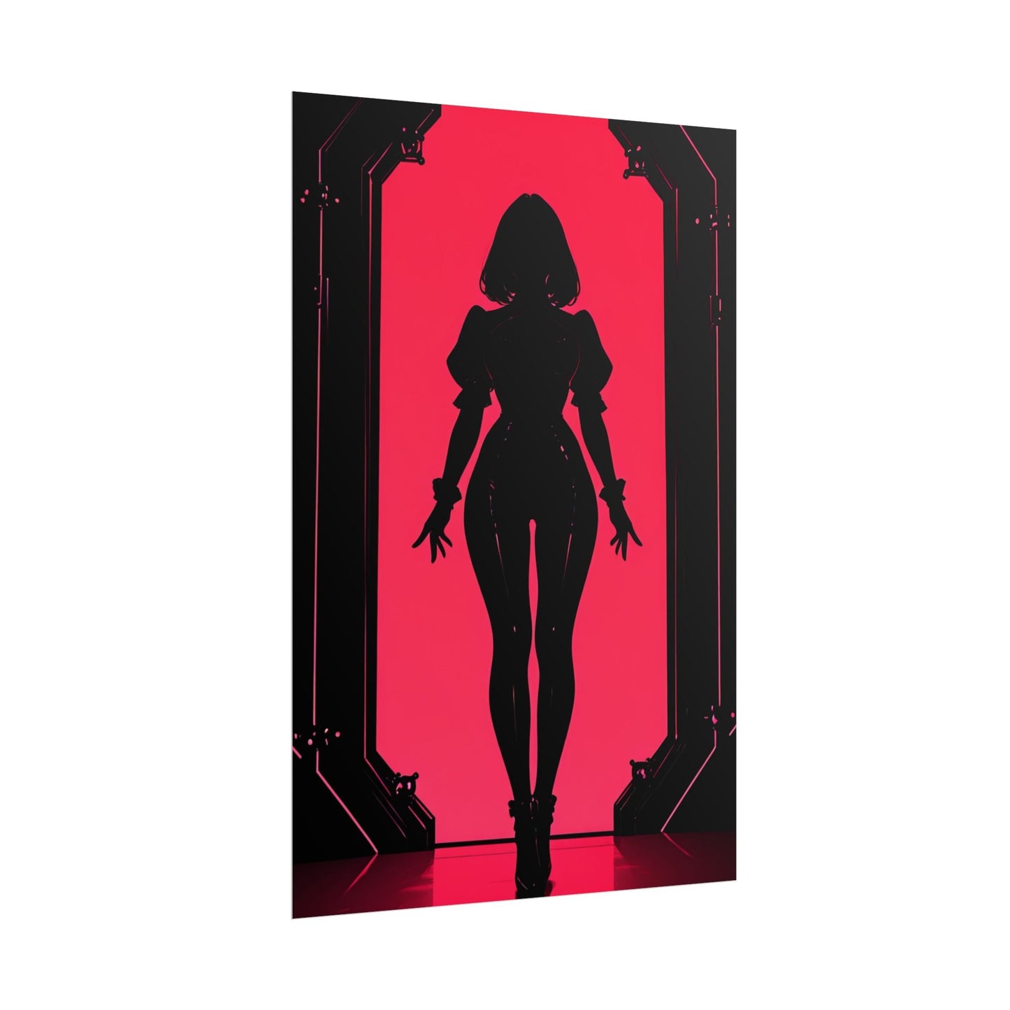 Rolled Poster — Cyber Noir Female Silhouette Art Print Printify