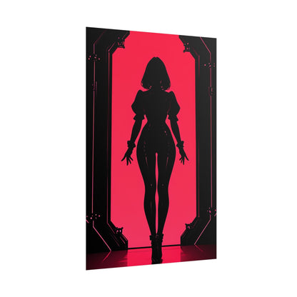 Rolled Poster — Cyber Noir Female Silhouette Art Print Printify