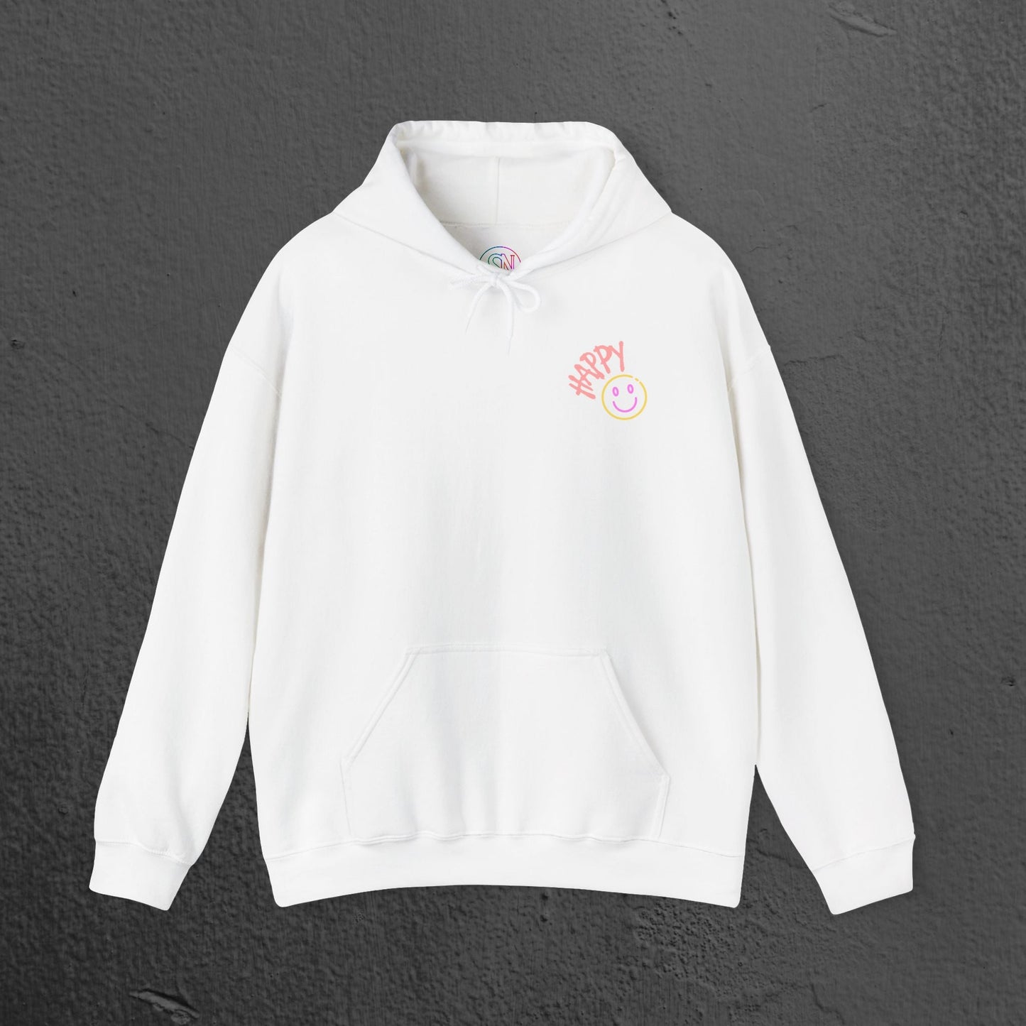 Neon Smiley Face Collage Hoodie Printify