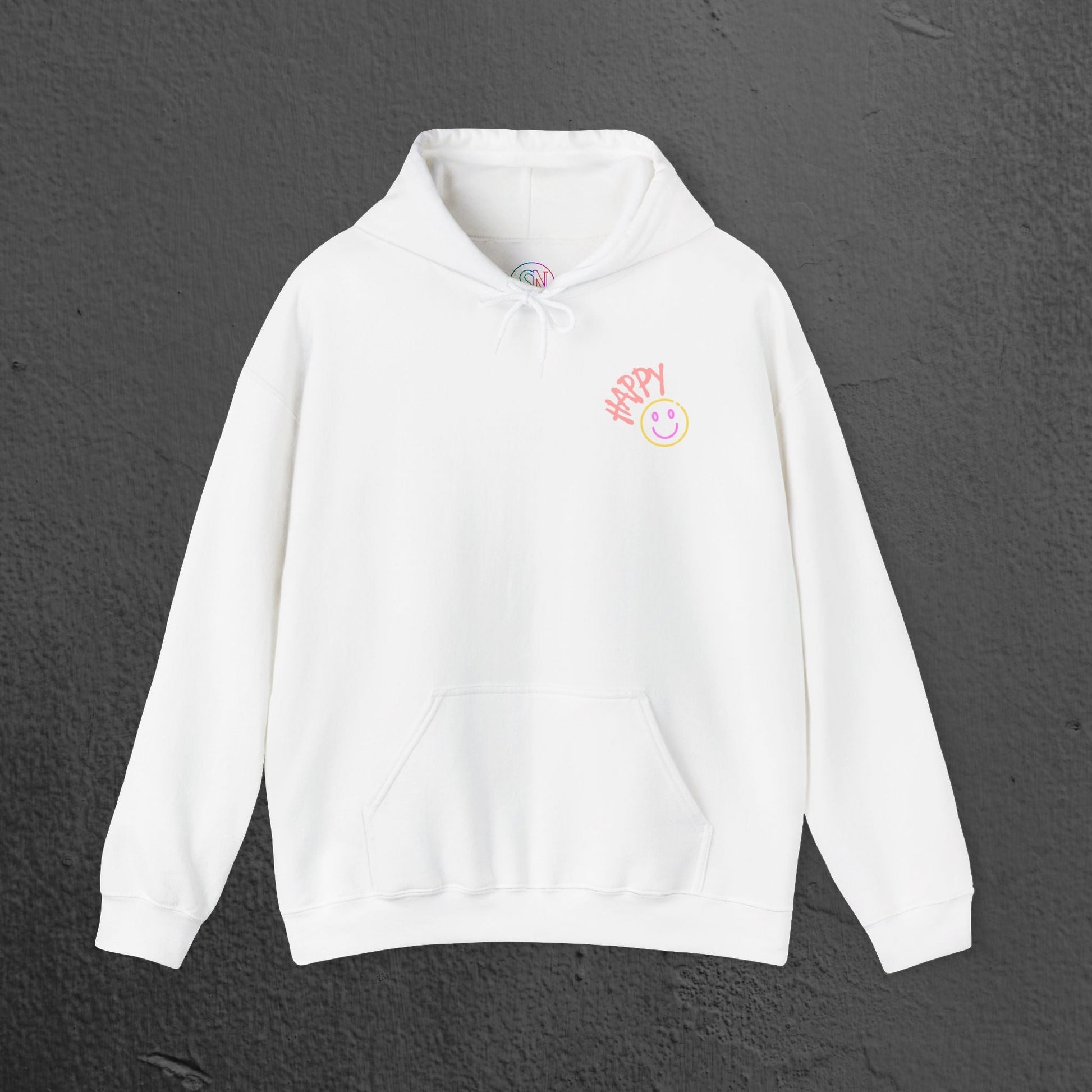 Neon Smiley Face Collage Hoodie Printify