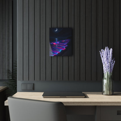 Neon Bioluminescent Waves Acrylic Print | French Cleat Hanging Printify