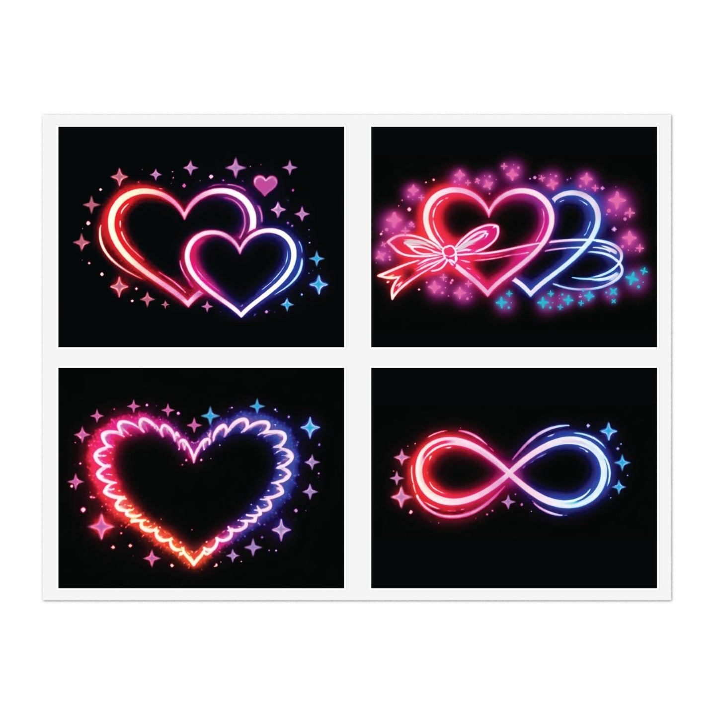 Neon Hearts Sticker Sheet Printify