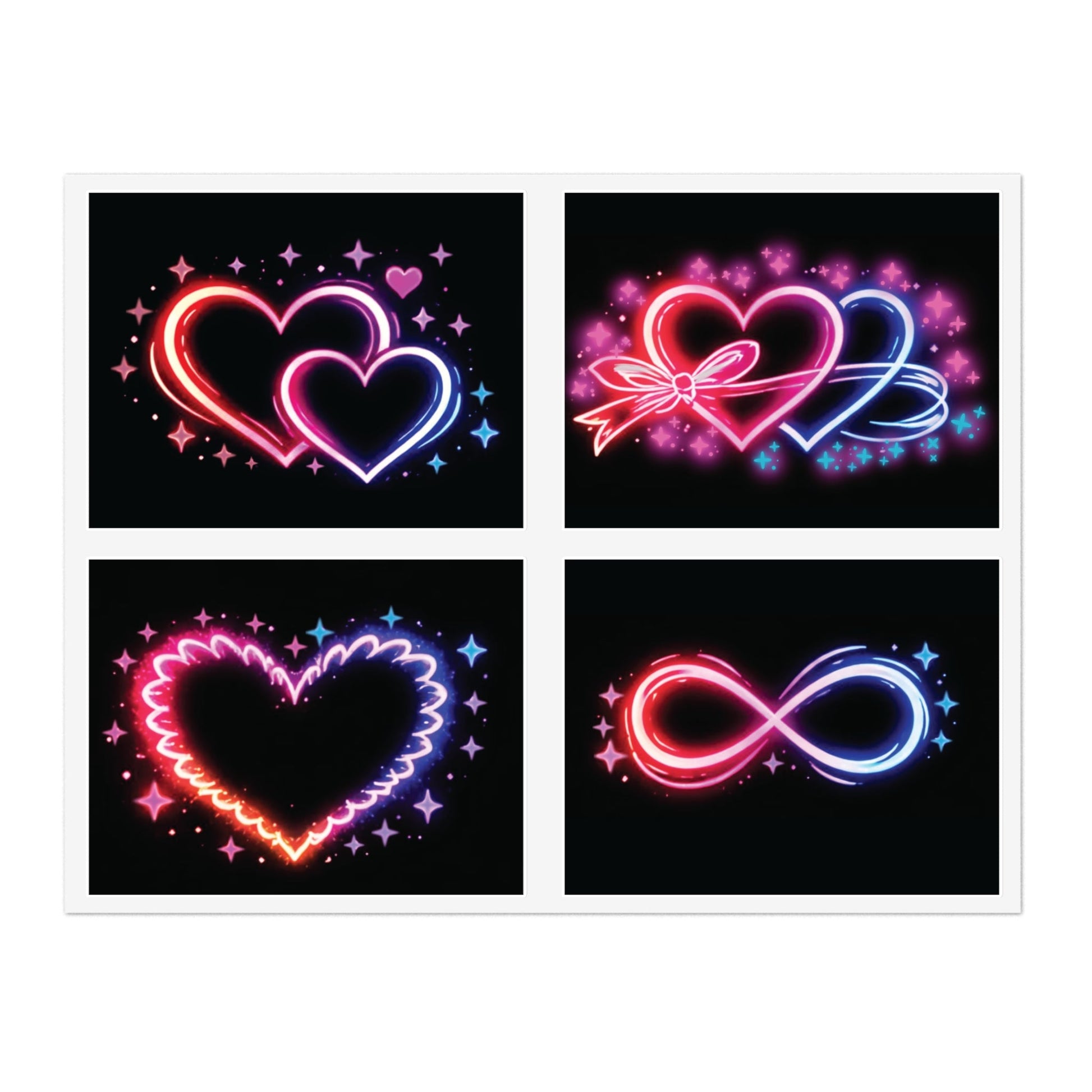 Neon Hearts Sticker Sheet Printify