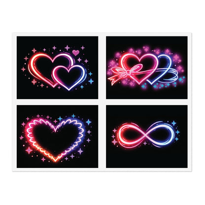 Neon Hearts Sticker Sheet Printify