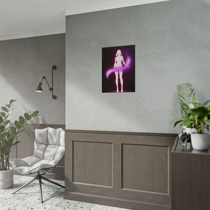 Magic Aura Poster — Pink Silhouette Fantasy Wall Art (Rolled Poster) Printify