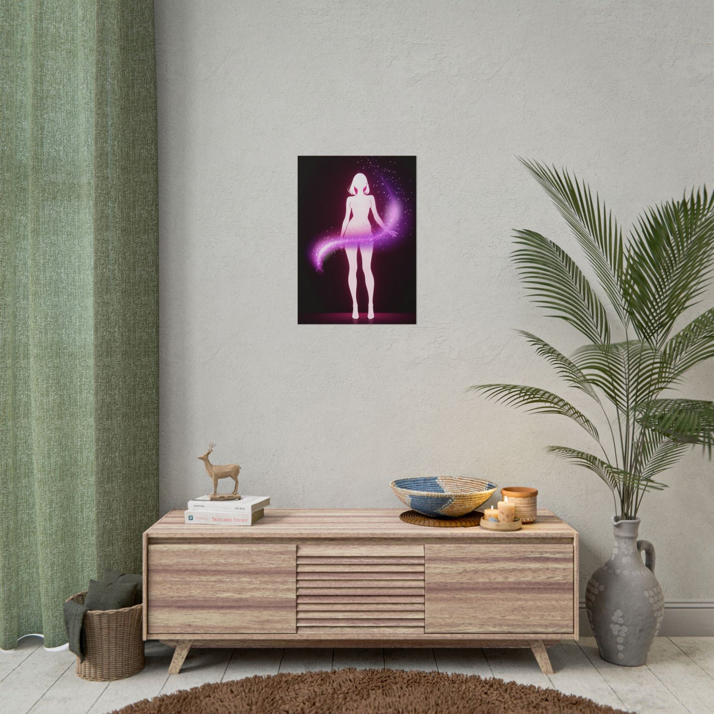 Magic Aura Poster — Pink Silhouette Fantasy Wall Art (Rolled Poster) Printify