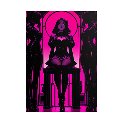 Neon Noir Femme Fatale Poster — Pink Gothic Art Print (Rolled Poster) Printify