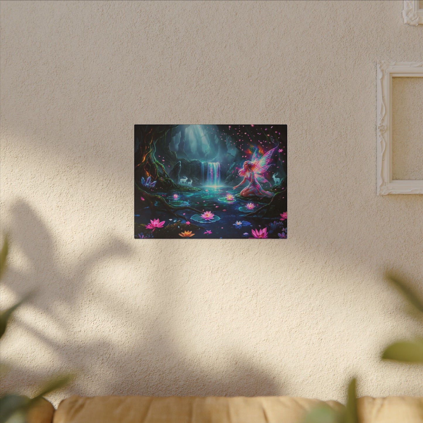 Moonlit Fairy Waterfall Matte Canvas Wall Art Printify