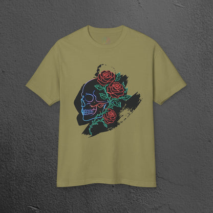 Skull & Roses Graphic Tee/ Gothic Floral Skull T‑Shirt Printify