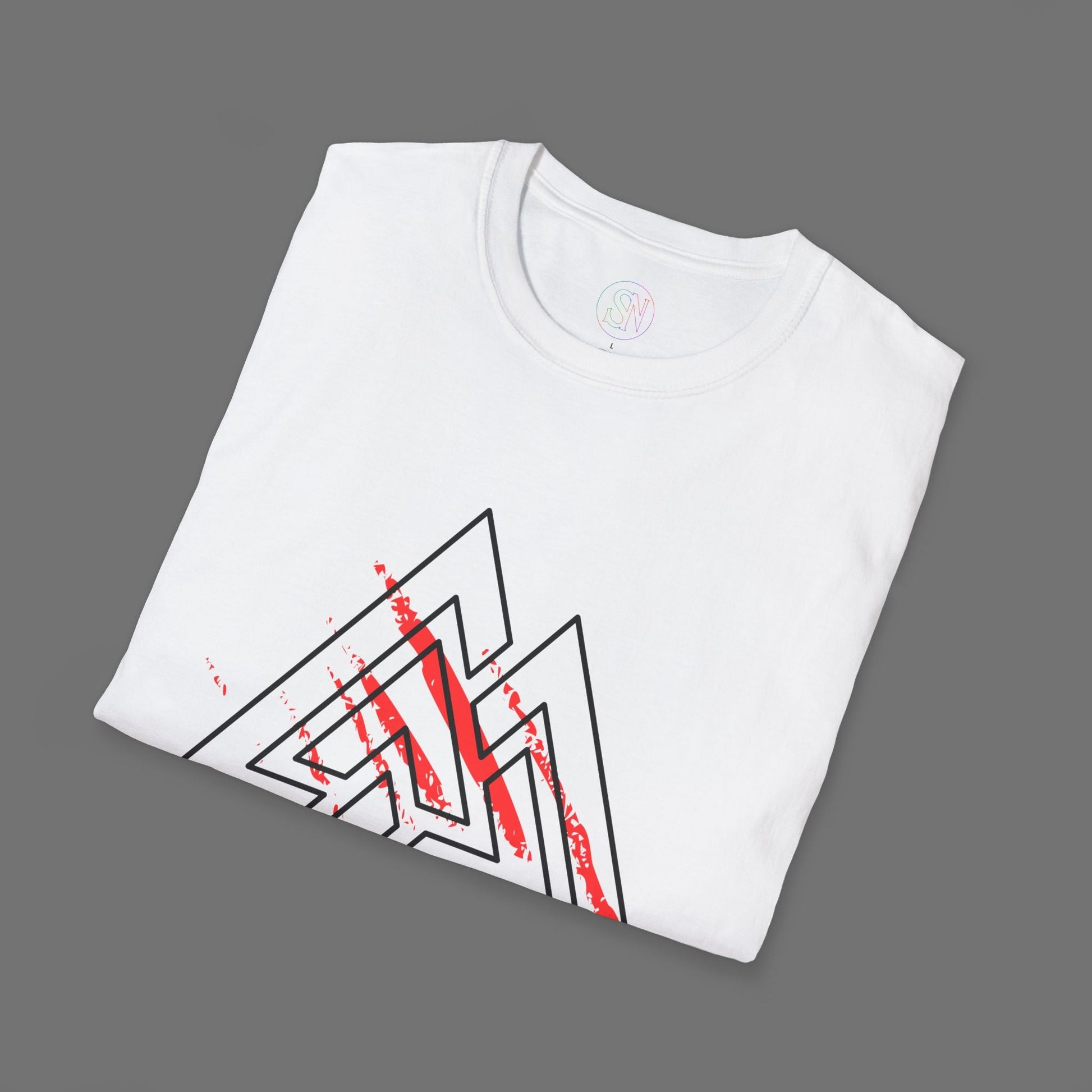 Valknut Rune T-Shirt, Distressed Norse Symbol Tee Printify