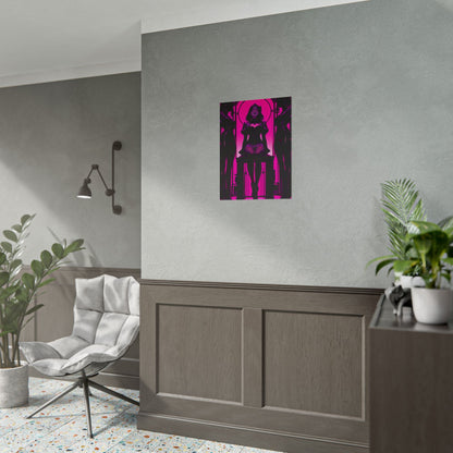 Neon Noir Femme Fatale Poster — Pink Gothic Art Print (Rolled Poster) Printify