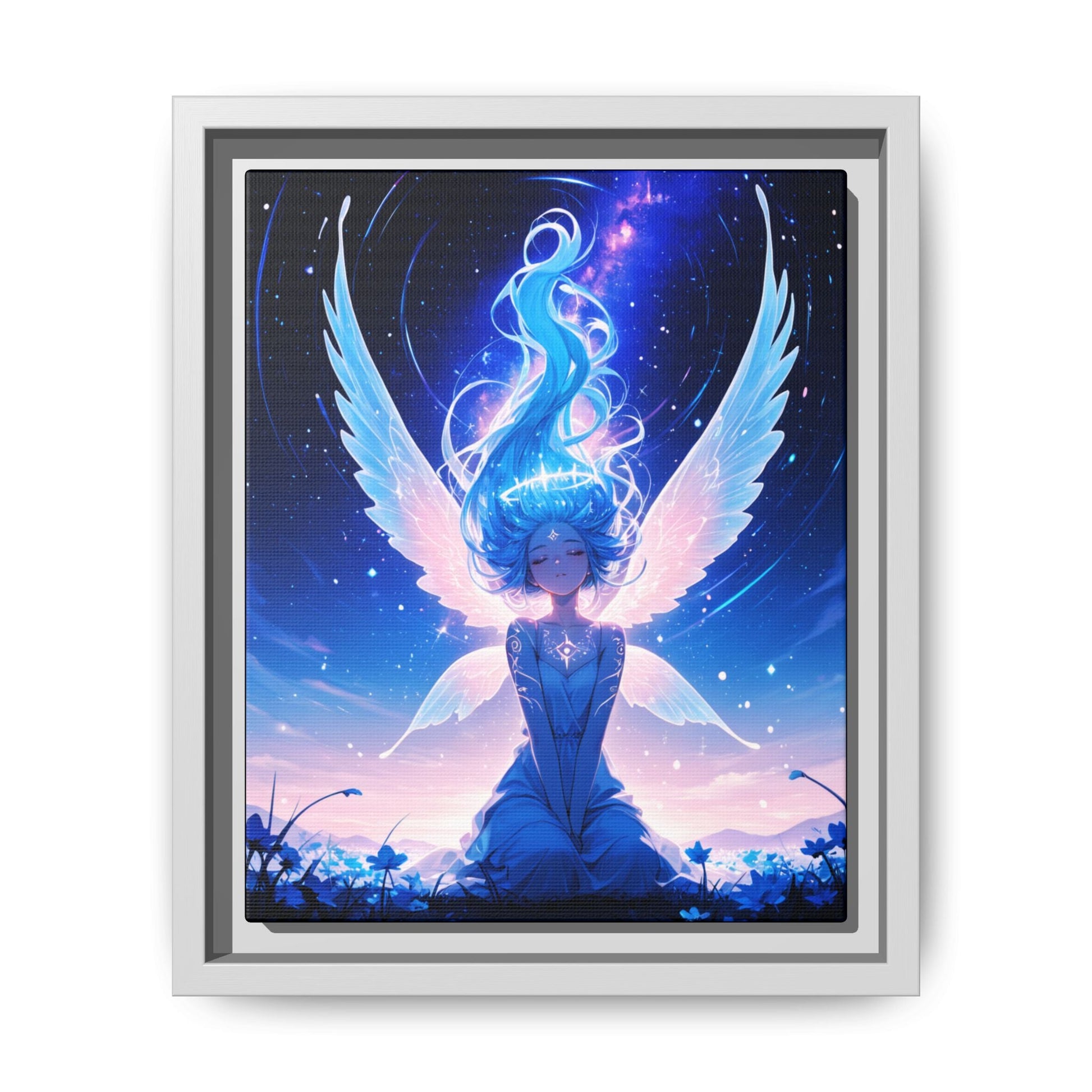 Blue Angel Fantasy Artwork framed canvas | Matte Canvas Printify