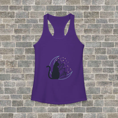 Women's Ideal Racerback Tank with Lunar Cat and Crystals Printify